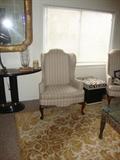 Queen Anne Style chair with faux zebra covered storage unit
