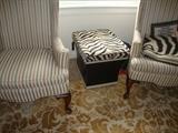 Another view of that striking faux zebra skin storage unit / end table