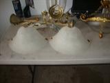 Pair French country wall sconces with translucent shades