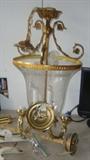 One of a pair of elegant Brass and glass French Country ceiling fixtures