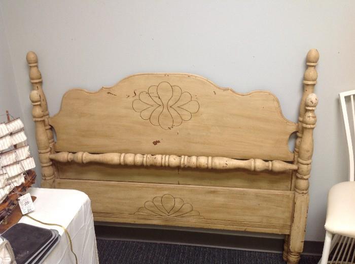 Painted Antique Double/Full Headboard & Foot Board