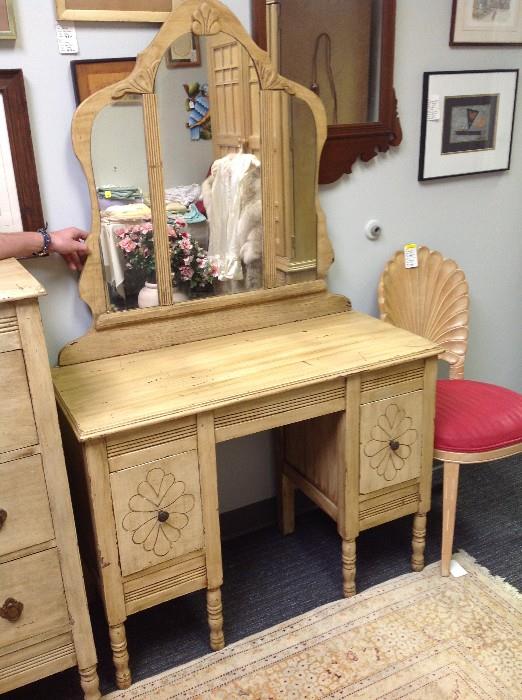 Painted Antique Vanity Table w/ Mirror