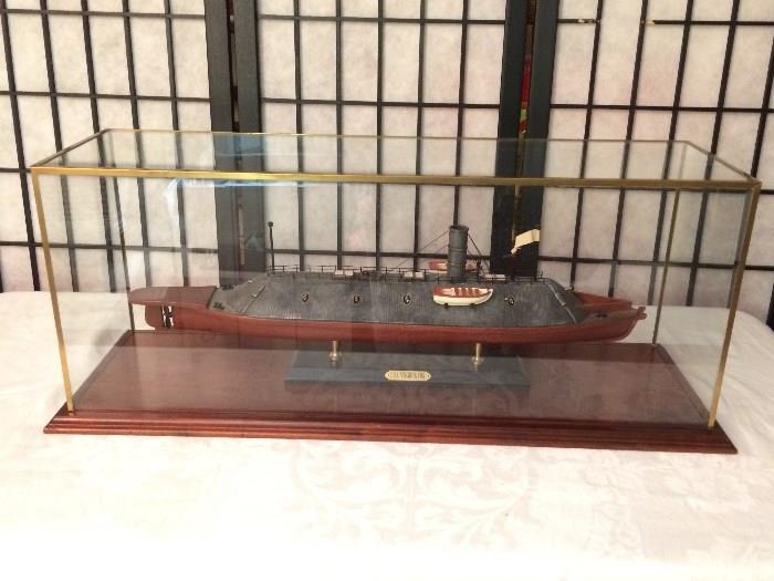 LARGE professionally assembled model ships each with custom glass & wood display cases   C.S.S. Virginia 1862 (display case approx. 12"H x 30"W x 10"D)
View full details at EstateSales.NET: http://www.EstateSales.NET/estate-sales/NC/Raleigh/27605/757827