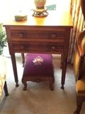 Two drawer sewing stand circa 1860