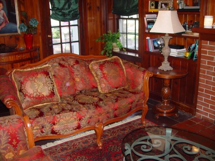 "Evette" Settee and "Sophia" Accent Table by Ethan Allen