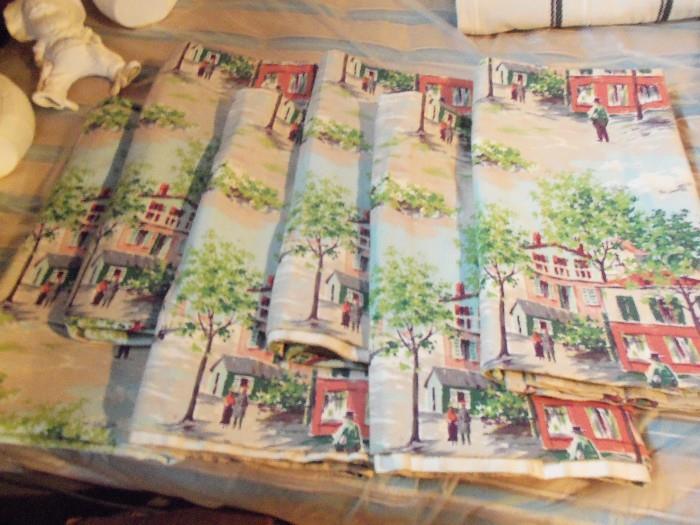 Six(6) panels of Barkcloth, in excellent condition, no fading or rot ... each panel 43" wide, 6.5' long   