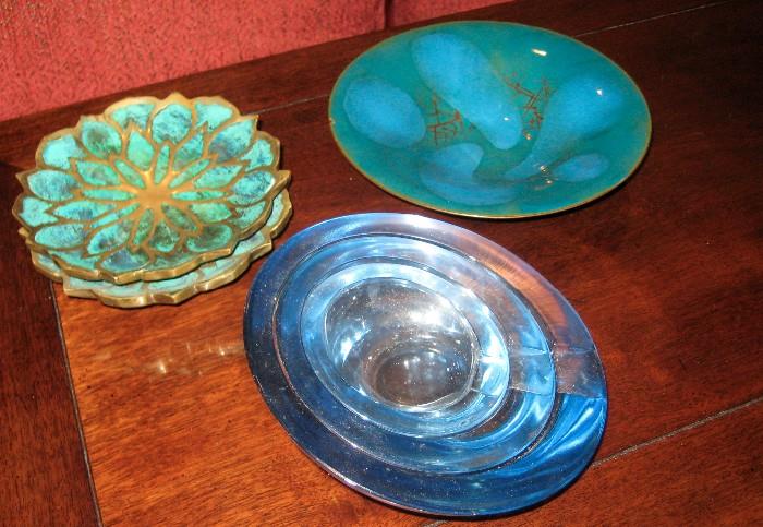 Collection of mid century glass & enamel