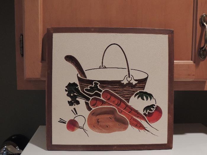 Large ceramic cooking themed wall plaque-excellent condition.