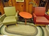 MID-CENTURY MODERN CHAIRS , AND BRAIDED RUG