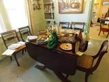 DROP LEAF DINING TABLE AND 6 CHAIRS