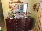 MAHOGANY BUFFET AND MIRROR