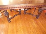 Vintage Hand Carved Mahogany Double pedestal of Dining Table