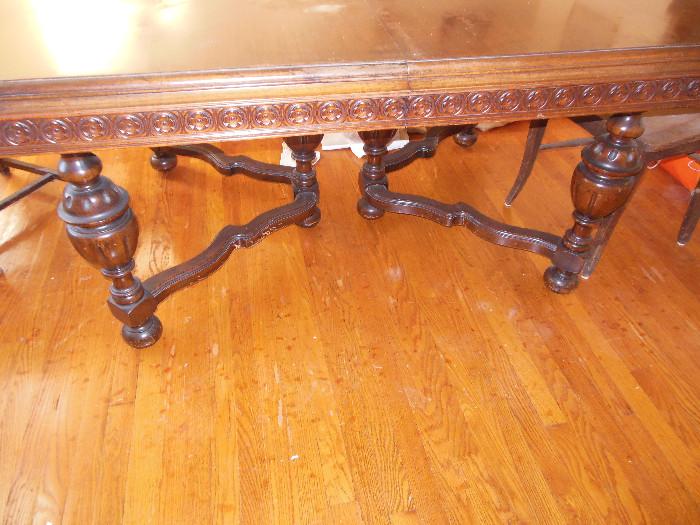 Vintage Hand Carved Mahogany Double pedestal of Dining Table