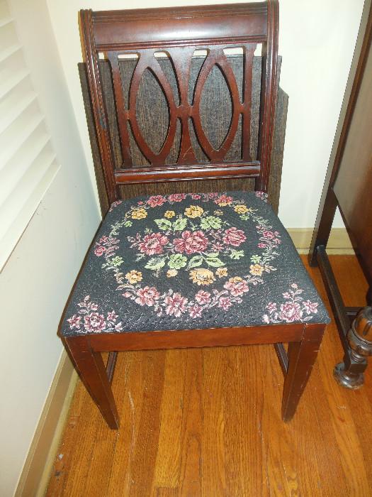 Mahogany Side Chair with Needlepoint Seat
