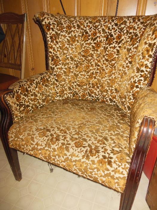 Vintage wing back Chair with Mahogany Frame