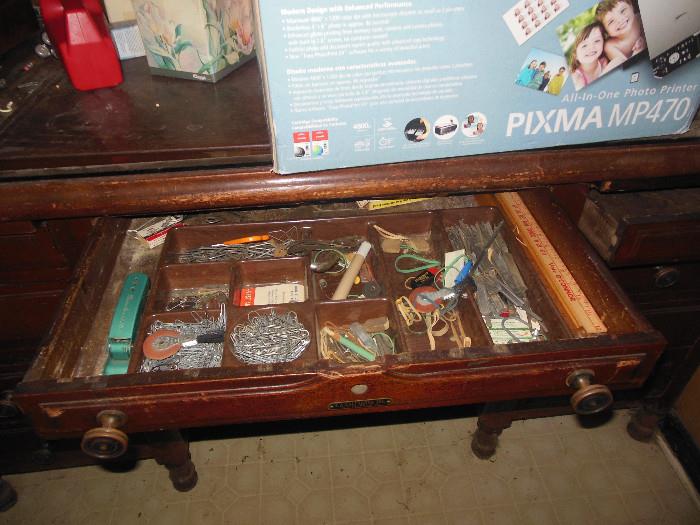 Vintage office items,in vintage wood desk