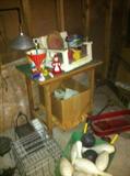 vintage toys, sand buckets, wagon, bowling set, swing...