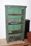 primitive green cupboard