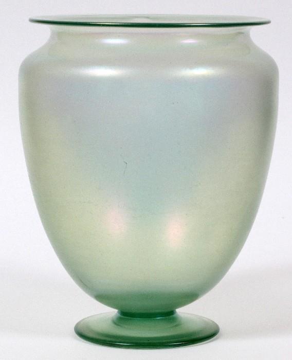 Lot#1009, STEUBEN VERRE DE SOIE GLASS VASE, C. 1915, H 9 1/4", DIA 7"Baluster footed form vase, measuring H. 9 1/4" x 7", circa 1915.