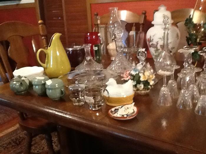 Lead crystal, Russell Wright pottery, and assorted collectibles 