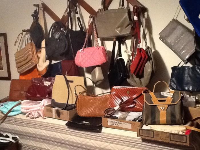 Assortment of designer purses