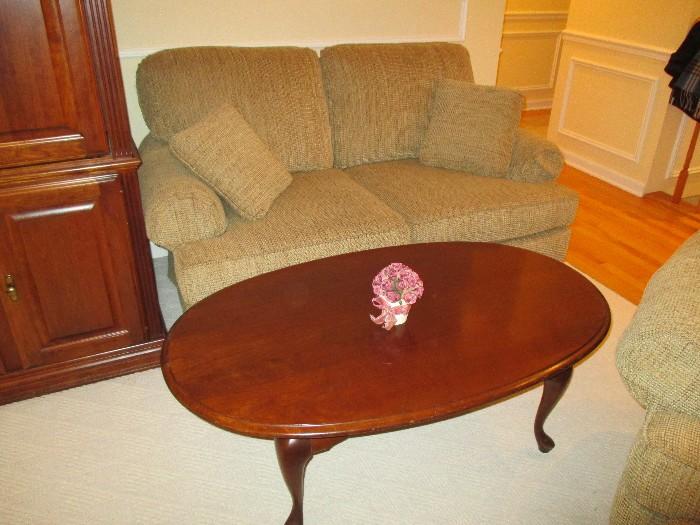Clayton Marcus Love Seat and oval coffee table