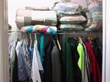 Men's Clothing and Shoes (3XLT and size 13/14), comforters, bedding, towels