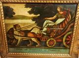 Lot 4  -  Reverse Painting on Glass Classical Scene.  Gold Frame. -- Dimensions:  Image Size: H: 7.5 inches: W: 9.5 inches --- 