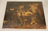 Lot 7  -  B. Vautier Oil Painting on Wood Board.  Tavern scene.-- Dimensions:  Image Size: H: 7 inches: W: 9.5 inches --- 