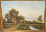 Lot 8  -  R. Arnold Oil Painting on Canvas.  Countryside with figure.  -- Dimensions:  Image Size: H: 27.5 inches: W: 37.5 inches --- 