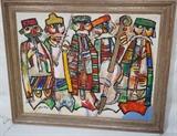 Lot 11  -  Jovan Obican Oil Painting on Canvas.  Large painting with Musicians.  -- Dimensions:  Image Size: H: 32.5 inches: W: 41.5 inches --- 