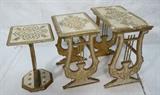 Lot 29  -  Set of Italian nesting tables. 3 part gilt decorated wood tables with lyre ends.-- Dimensions:  H: 20 3/4 inches: W: 20 1/2 inches: D: 12 1/2 inches --- 