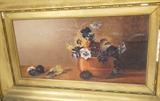 Lot 38  -  K. A. Adams. Oil painting on canvas. Still life of pansies. Dated 1904.-- Dimensions:  Image Size: H: 8 3/4 inches: W: 17 3/4 inches --- 