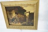 Lot 39  -  Leist oil painting on wood panel. Date 1851. Farm scene.-- Dimensions:  Image Size: H: 18 1/2 inches: W: 23 3/4 inches --- 