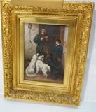 Lot 40  -  Oil painting on panel. Signed lower right. Hunt scene. Gold gilt frame.-- Dimensions:  Image Size: H: 13 1/4 inches: W: 9 1/2 inches --- 