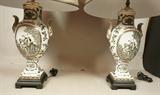 Lot 48  -  Pair Decorative Porcelain Table Lamps.  Contemporary.-- Dimensions:  H: 31 inches --- 
