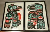 Lot 59  -  Pair M. Price Alaskan Inuit Litho Prints.  Pencil signed and #64/250  Eagle Raven-- Dimensions:  Image Size: H: 22 inches: W: 14.75 inches --- 