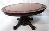Lot 68  -  Large Victorian Carved Mahogany Dining Table.  Ball and Claw Split Pedestal.  4 11 inch leaves.  Leaves not decorated.  -- Dimensions:  H: 29.5 inches: W: 54 inches --- 	DSC00304.jpg