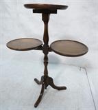 Lot 74  -  3 Tray Tilt Top Muffin Stand.  Mahogany.  -- Dimensions:  H: 26.5 inches: W: 21 inches: D: 12 inches --- 