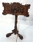 Lot 75  -  Antique Black Forest Plant Stand.  Carved Wood Planter Box on Carved Tripod Base.  Griffin Carved.  -- Dimensions:  H: 34 inches: W: 21 inches: D: 19 inches --- 