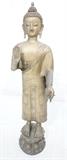 Lot 119  -  Brass Tibetan Figure.  Standing on lotus base.-- Dimensions:  H: 33 inches: W: 8 inches --- 
