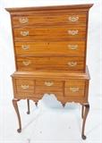 Lot 139  -  Antique Chest on Chest Highboy.  Handmade with Queen Anne Legs.  Mahogany,-- Dimensions:  H: 64 inches: W: 38 inches: D: 21 inches --- 
