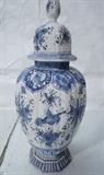 Lot 140  -  Dutch Pottery Table Lamp.  Blue and white decoration.-- Dimensions:  H: 33.5 inches: W: 11 inches --- 