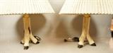 Lot 143  -  Pair Deer Hoof Table Lamps.  3 Part base.  Taxidermy. -- Dimensions:  H: 22 inches --- 