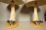 Lot 145  -  Pair Giraffe Hoof Table Lamps.   Wood bases. Taxidermy.-- Dimensions:  H: 29.5 inches --- 
