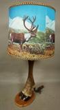 Lot 148  -  Caribou Hoof Table Lamp.  Decorative shade. Taxidermy.-- Dimensions:  H: 28 inches --- 