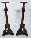 Lot 169  -  Pair of Reproduction Carved Wood Fern Stands.   Pedestals  -- Dimensions:  H: 58 inches: W: 22 inches --- 