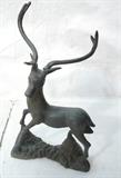 Lot 172  -  Brass Sculpture of Deer,  Pewter Color Finish.  Heavy.-- Dimensions:  H: 27 inches: W: 15.5 inches: D: 7 inches --- 