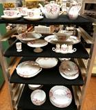 Lot 184  -  50pcs Noritake Azalea China.  Covered bowl, teapot, creamer, sugar, condiment, platters, Cups, saucer, Plates, Gravy, and more.  -- Dimensions:   --- 