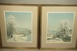 Lot 194  -  Pair Hans Figurd Lithograph Prints.  Winter Landscapes.-- Dimensions:  H: 18.5 inches: W: 15 inches --- 